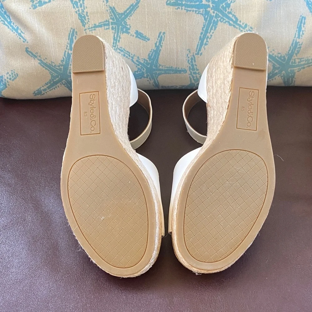 Style & Co. White Espadrille Wedge Sandals